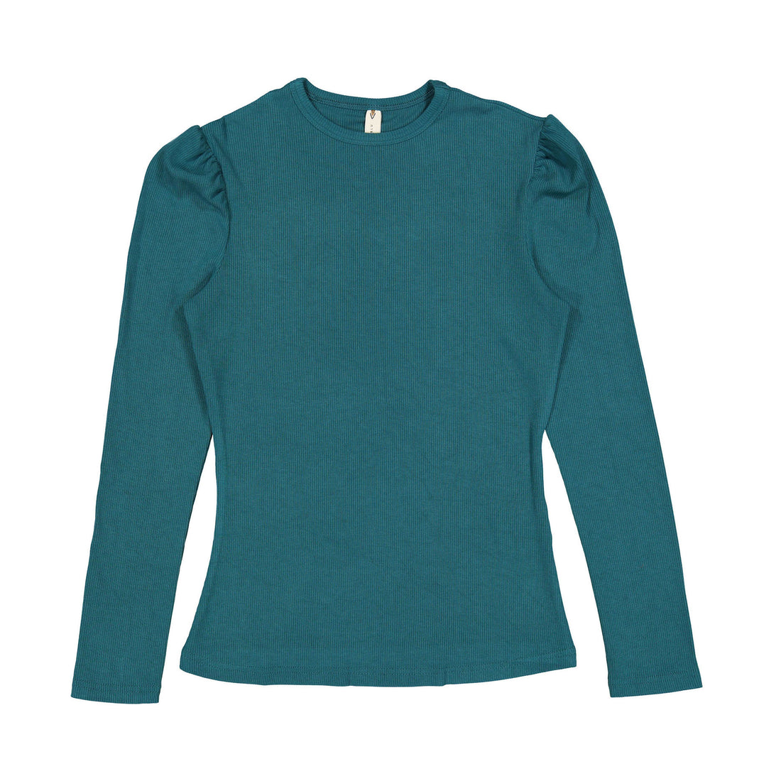 Ava and Lu Teal Ribbed Puff Sleeve Tee