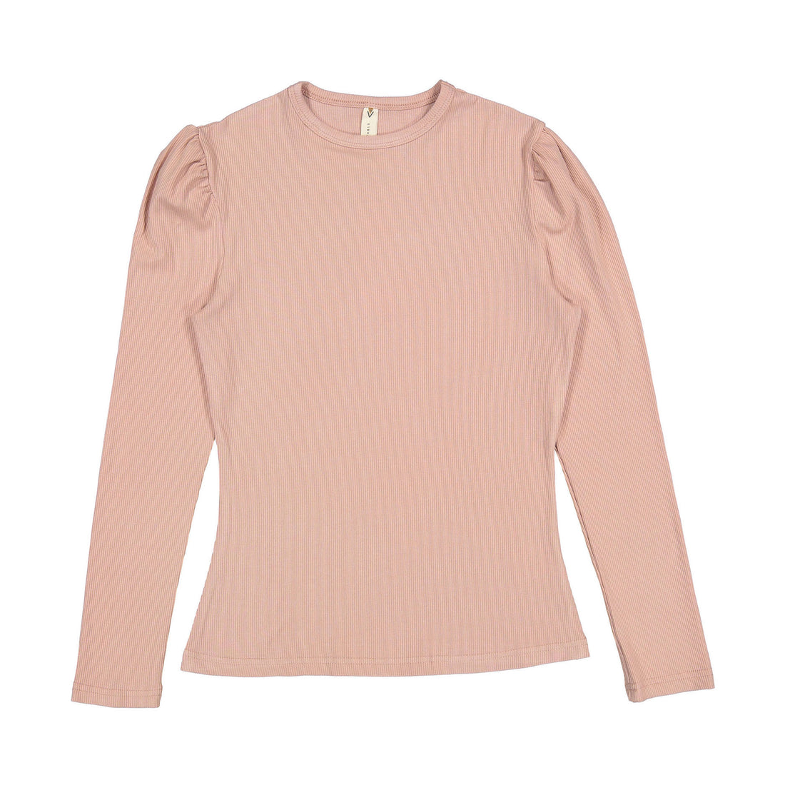 Ava and Lu Mauve Ribbed Puff Sleeve Tee