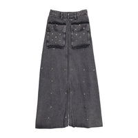 Ava Jeans Front Zip Pocket Skirt