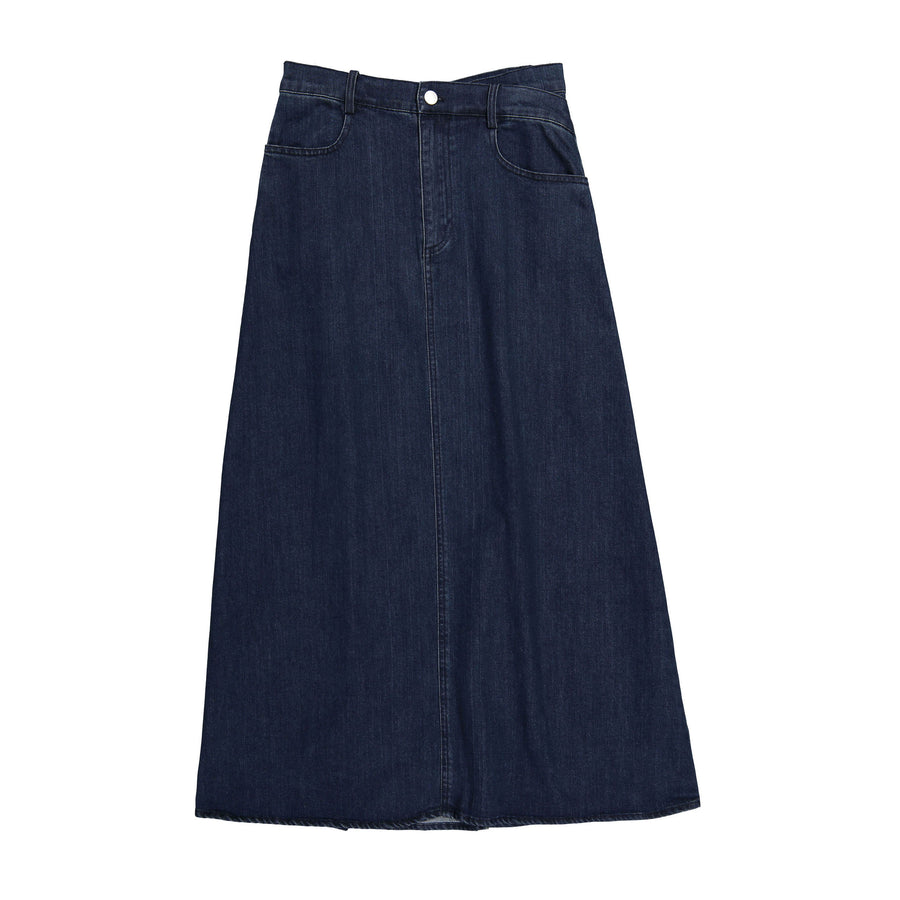 Ava Jeans Dark Denim A line Zip Skirt