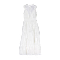 HEV White V Bib Eyelet Dress