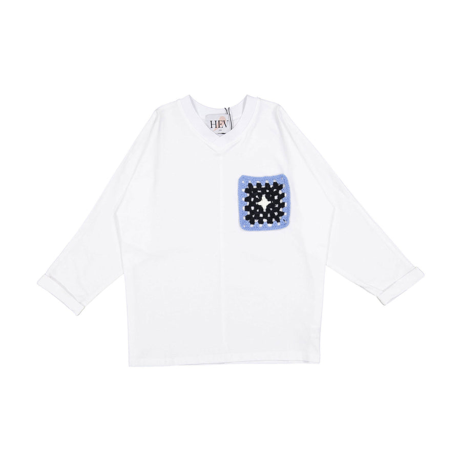 HEV White Crochet Pocket T-Shirt