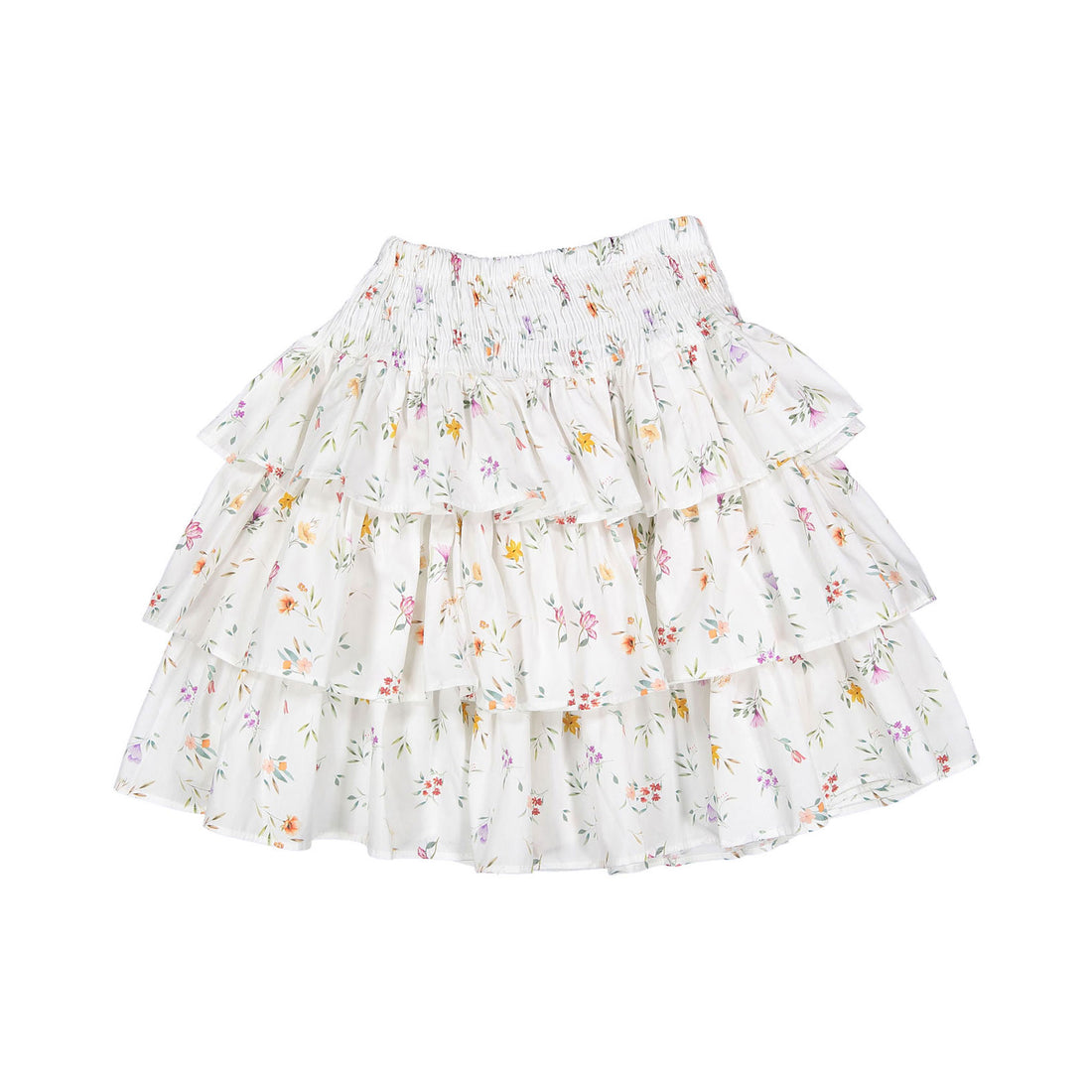 Christina Rohde White Flowers Allover Ruffle Skirt