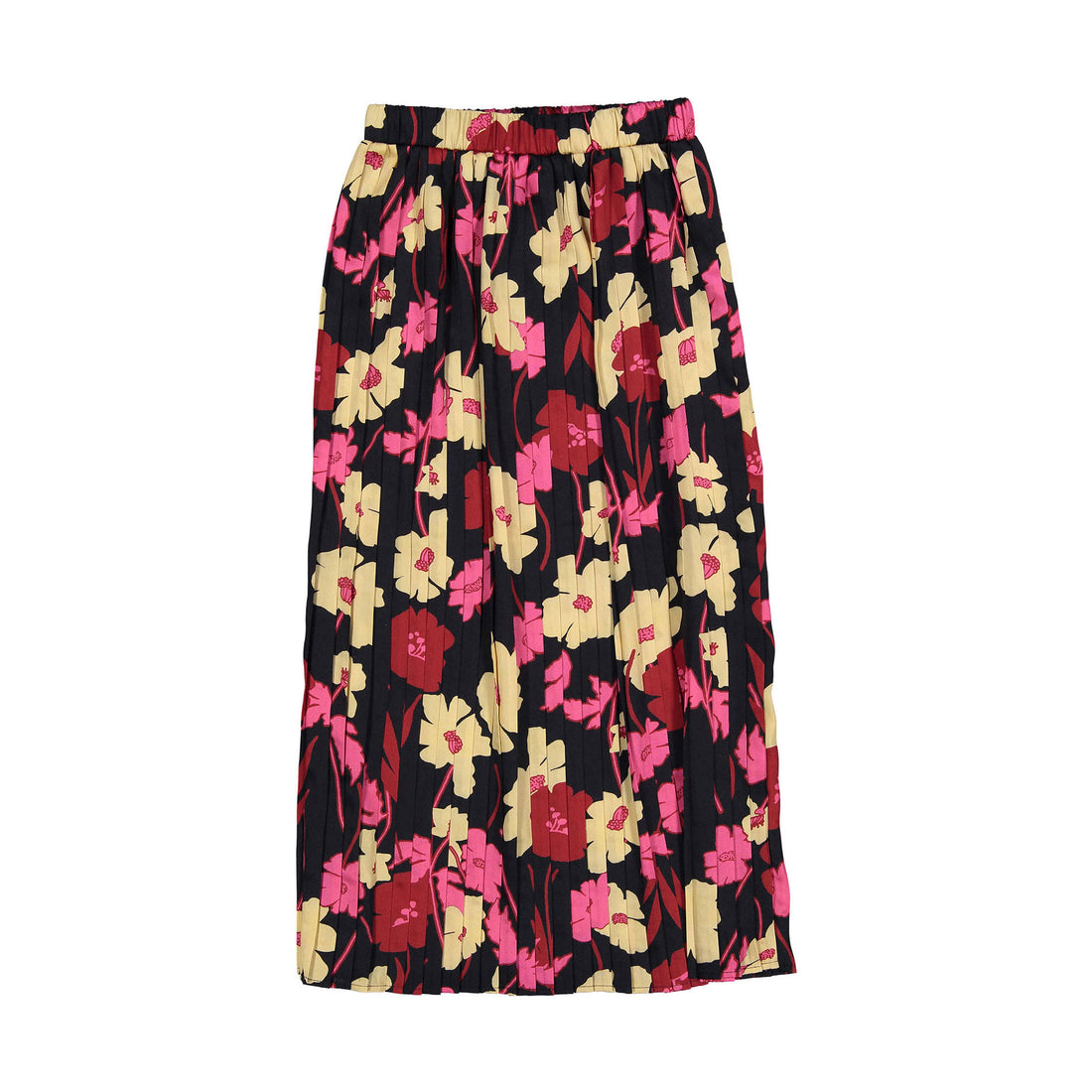 Christina Rohde Black/Fuchsia Floral Pleated Skirt