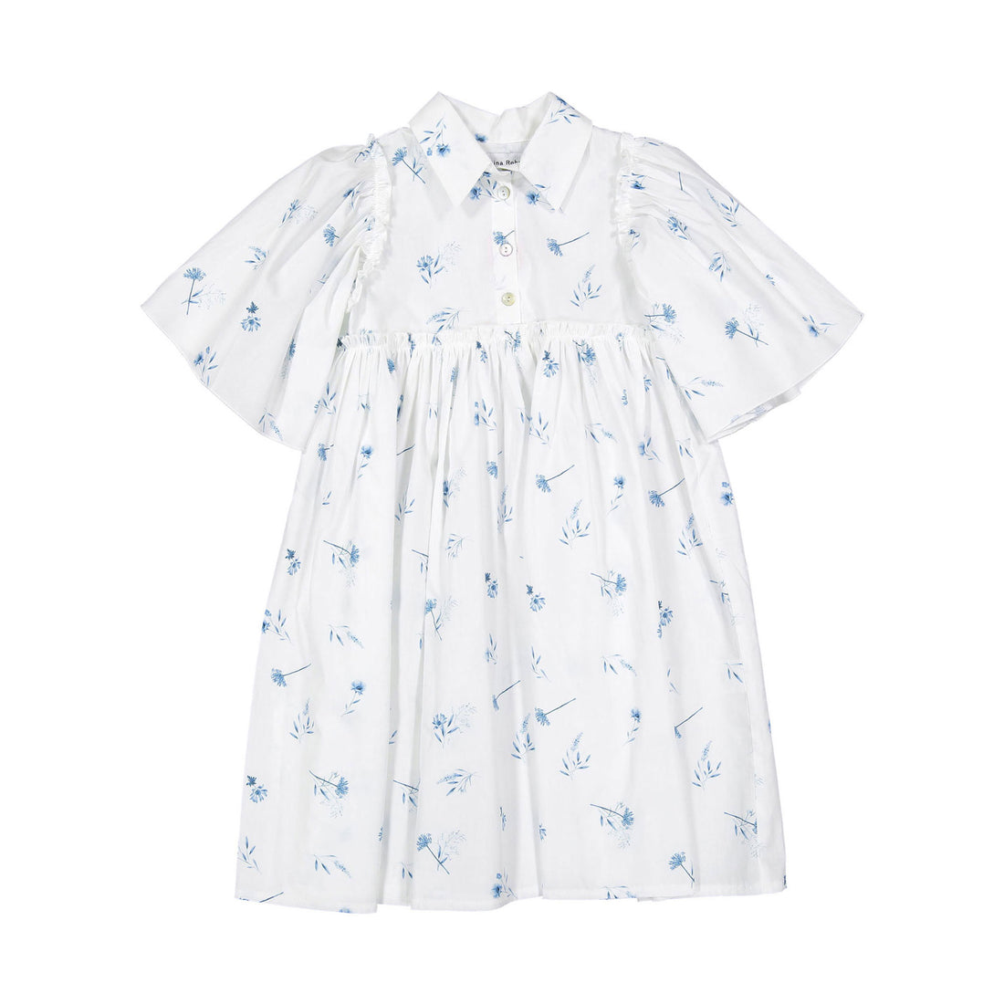 blue dress for baby girl Flutter Sleeve Floral Asymmetric Maxi Dress main image 0