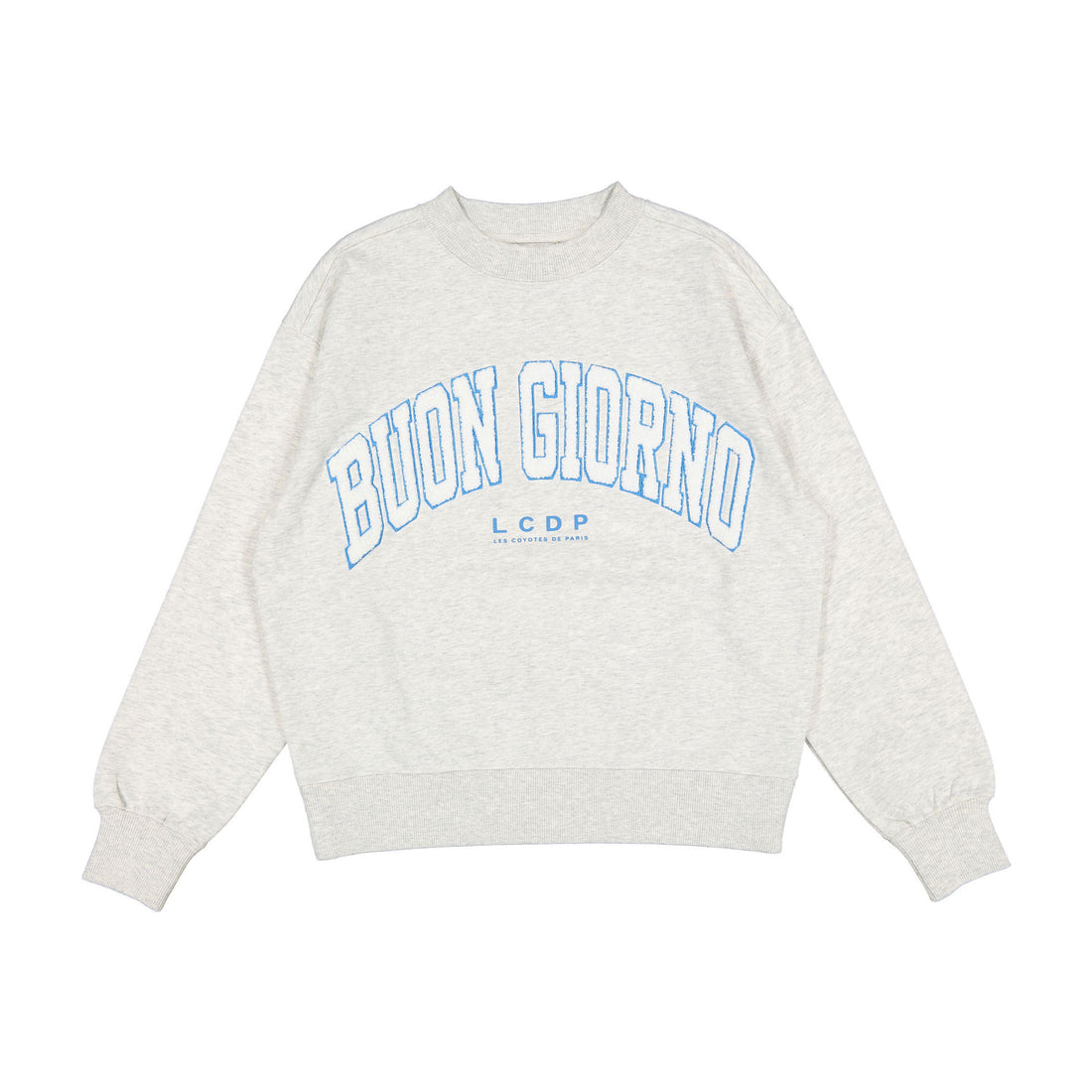 Les Coyotes De Paris Light Grey Melange Relaxed Fit Collage Sweatshirt