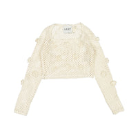 Les Coyotes De Paris Vintage White Crochet Mesh Flower Top