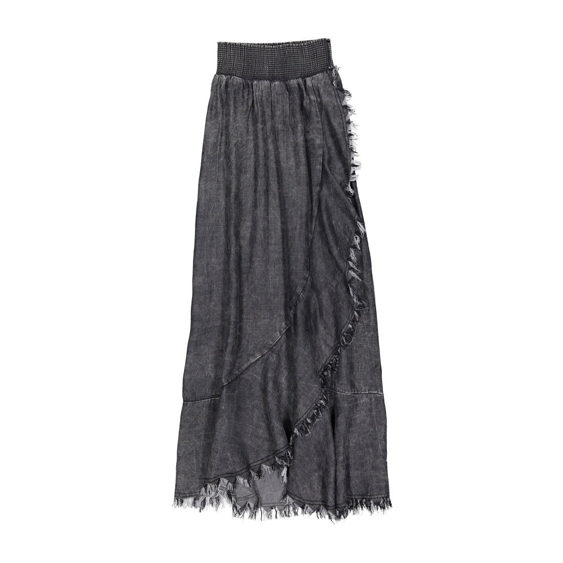 ROWE Black Denim Fringes Skirt