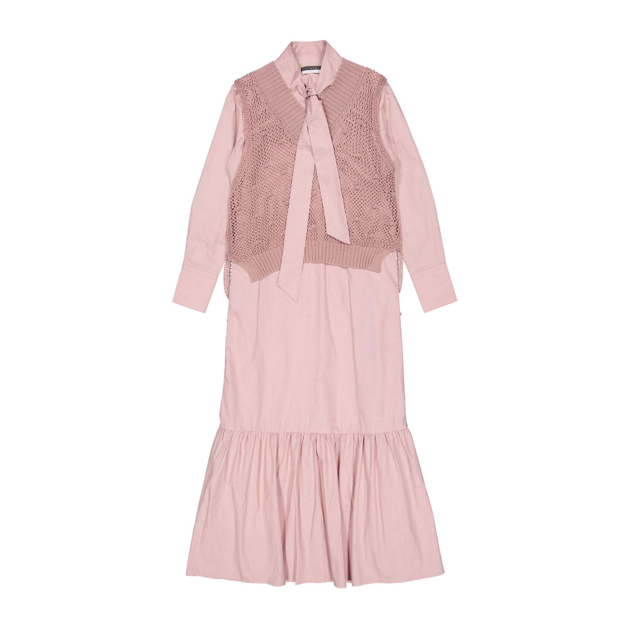 ROWE Pink Knit Vest Overlay Dress