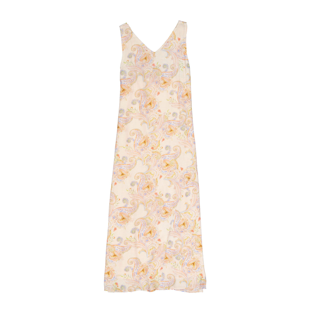 ROWE Beige PaisleyKnit Overlay Linen Slip Dress
