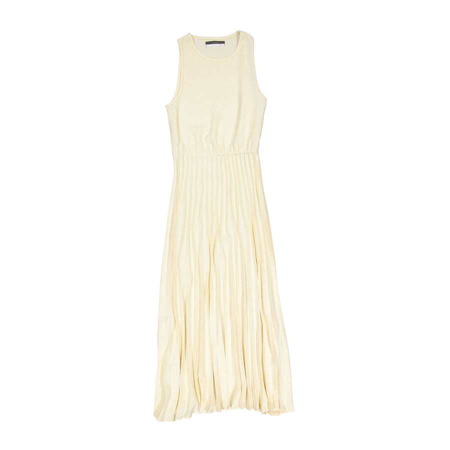 ROWE Brown/Cream Knit Overlay Pleated Dress