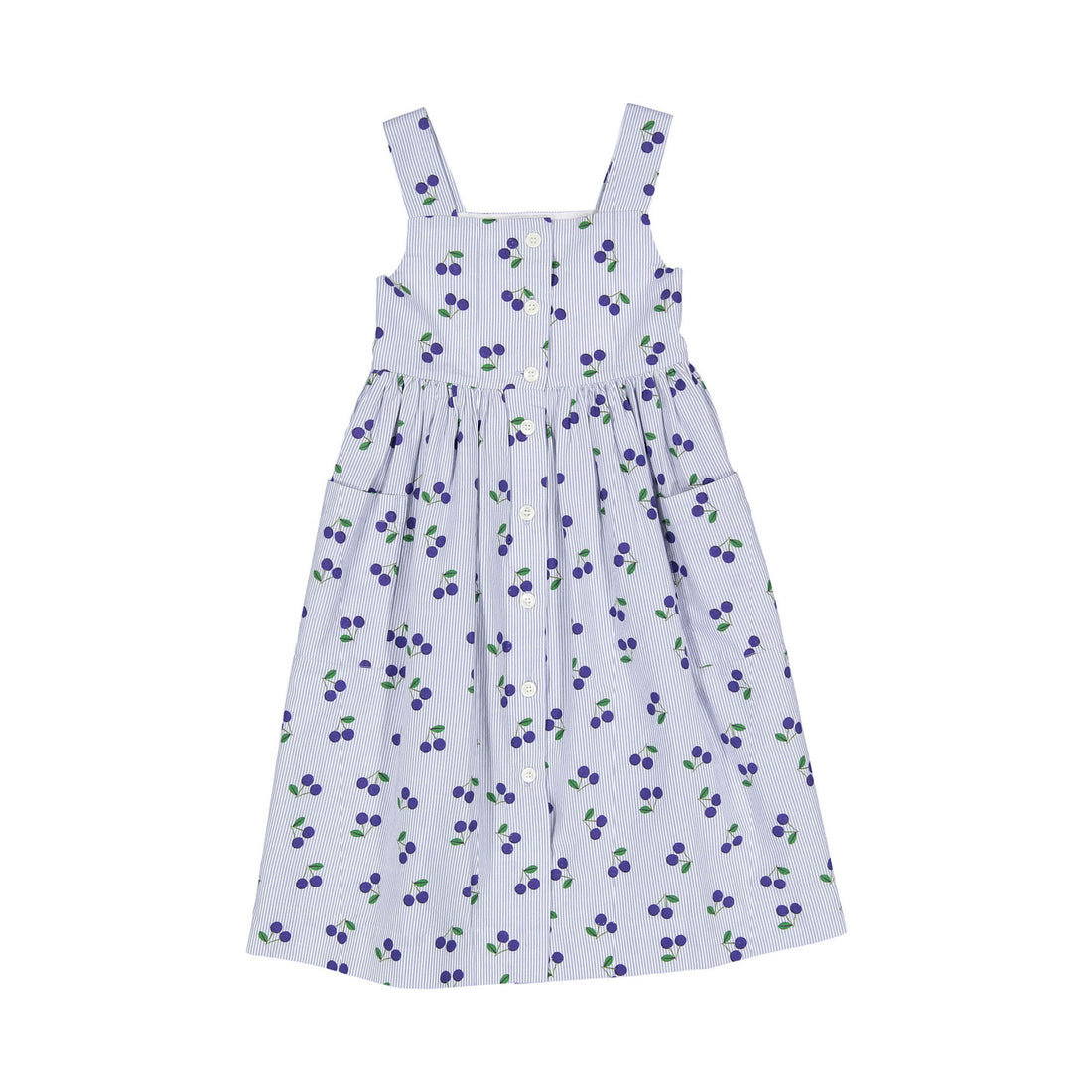 Bonpoint Ciel Pin Striped Cherries Laly Dress