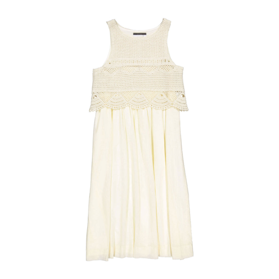 ROWE Cream Crochet Overlay Linen Dress