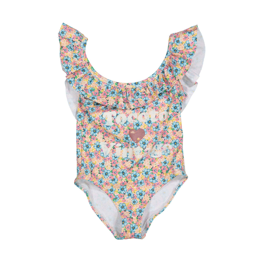 Tocoto Vintage Pink Floral Printed Baby Swimsuit
