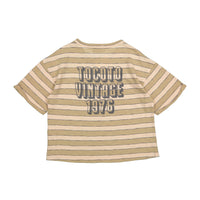 Tocoto Vintage Brown Striped Oversized Tee