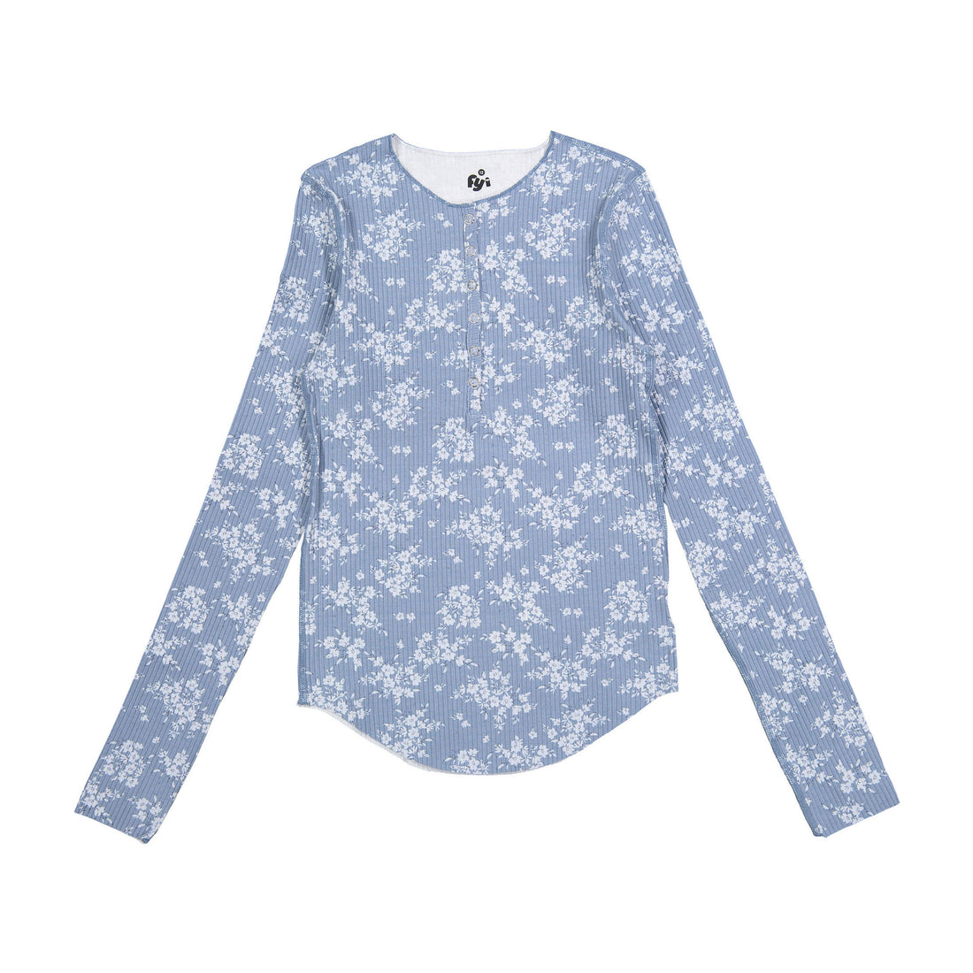 FYI Blue Floral Ribbed T-Shirt