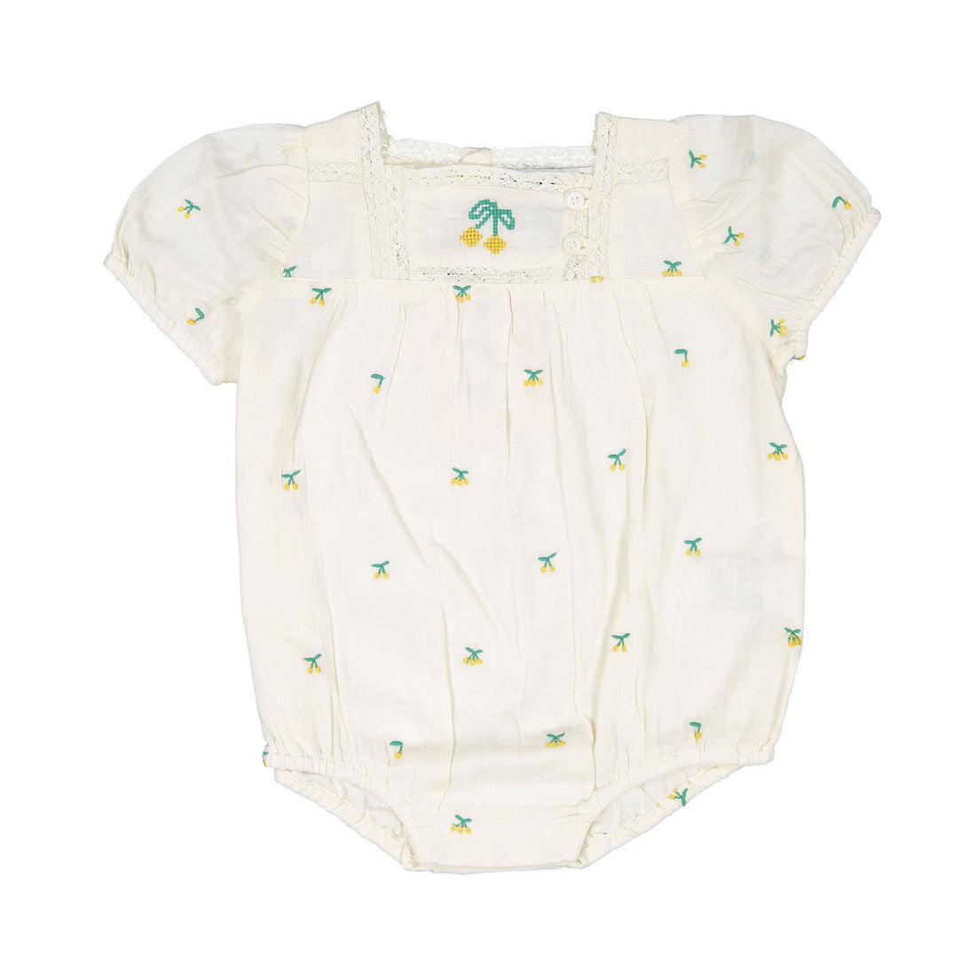 Emile et Ida Chantilly Cherry Embroidered Romper