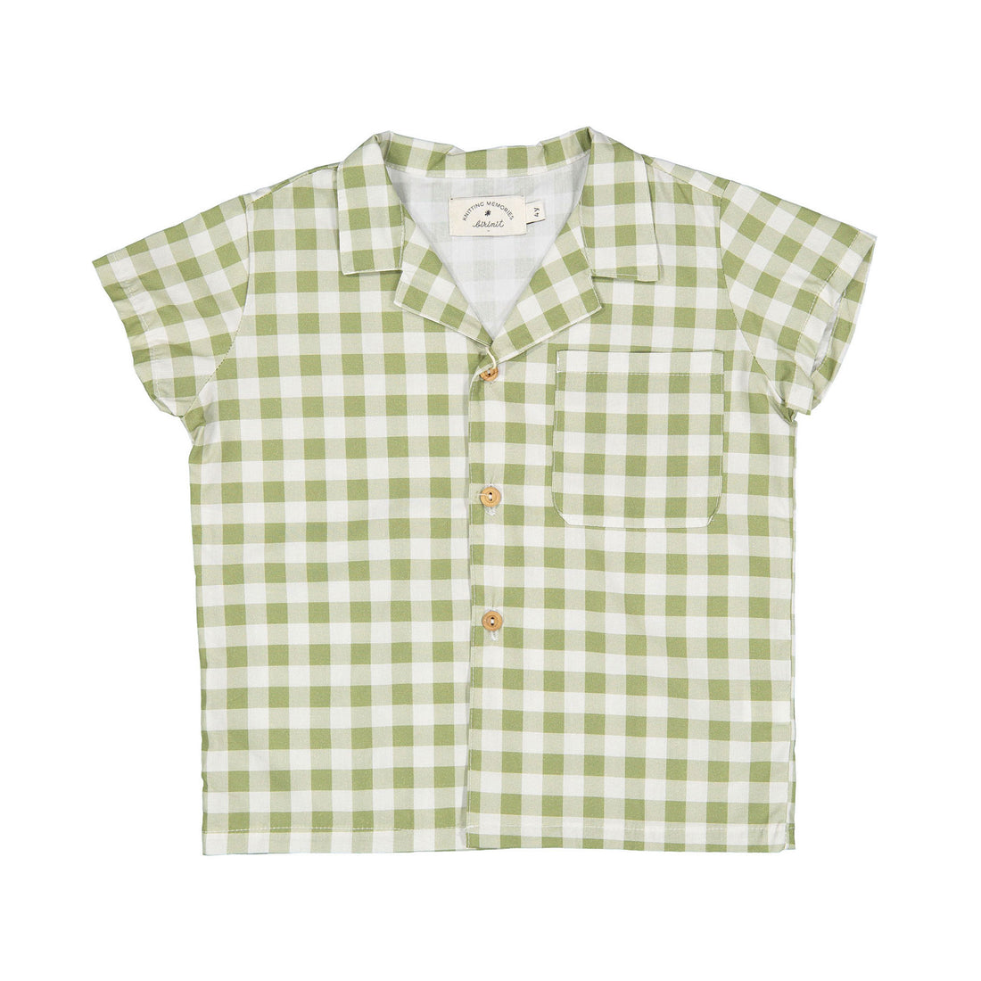 Birinit Gingham Pistachio Stripe Lapel Shirt