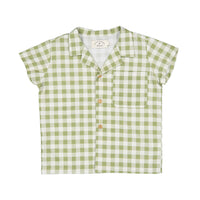 Birinit Gingham Pistachio Stripe Lapel Shirt