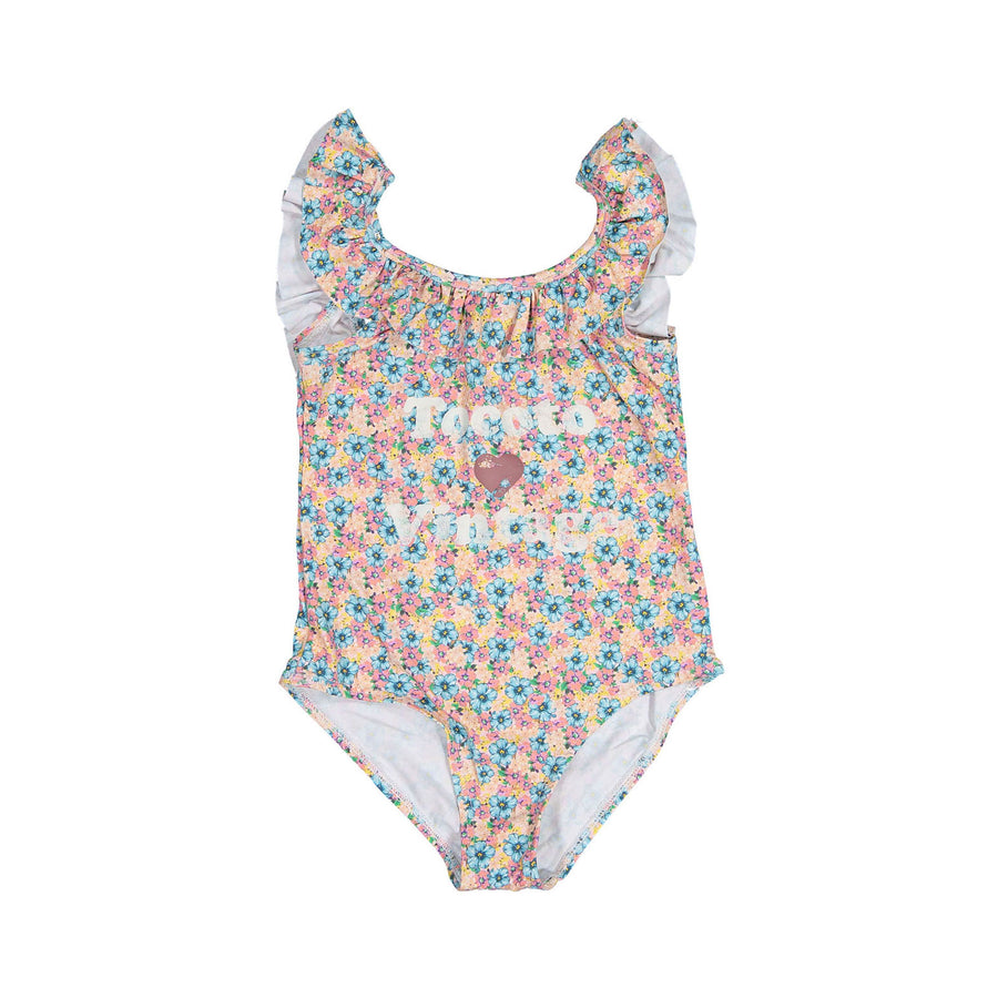 Tocoto Vintage Pink Floral Printed  Swimsuit