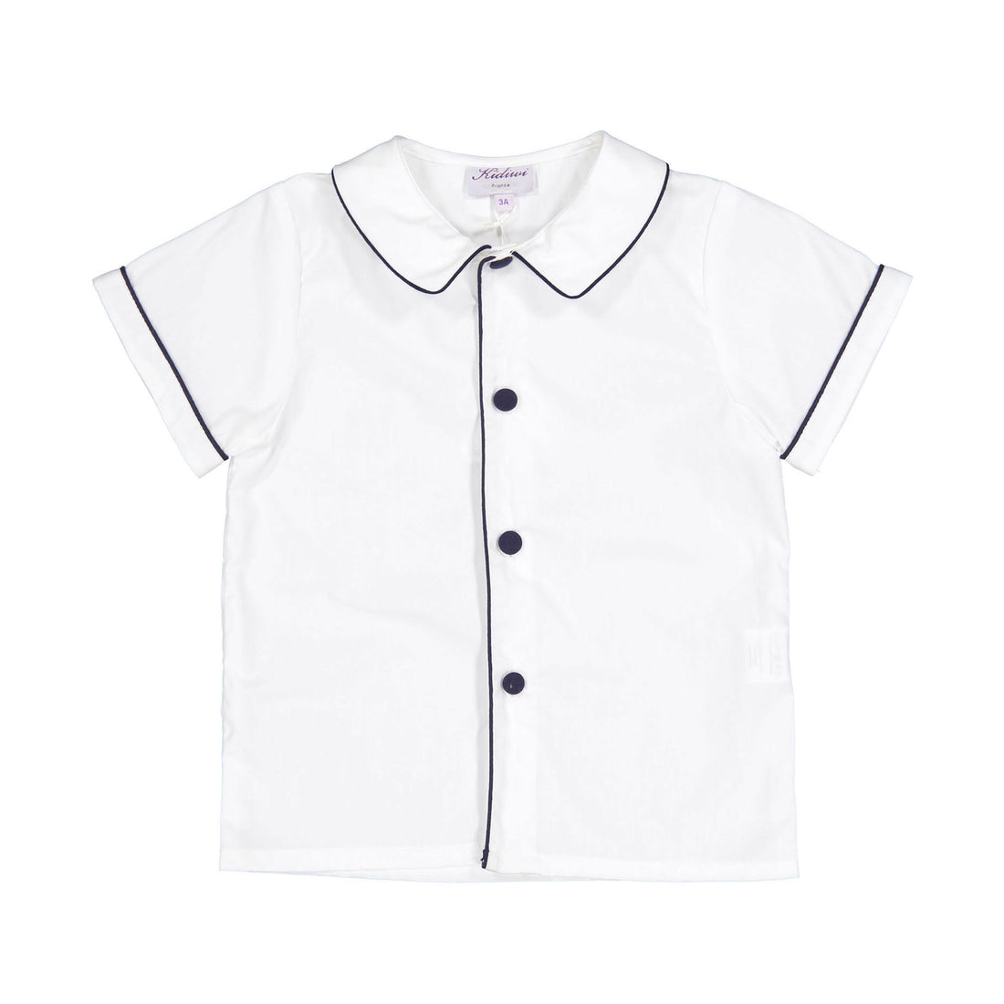 Kidiwi White/Navy Piping  Poplin Lucien Shirt