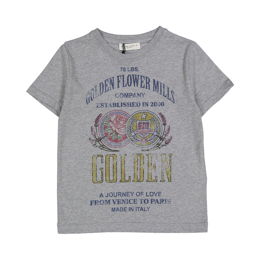 Golden Goose Grey Melange Golden Flower Mill Tee