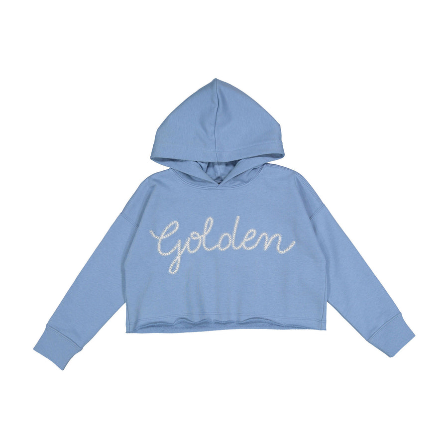 Golden Goose Windward Blue Embroidered Crop Hoodie