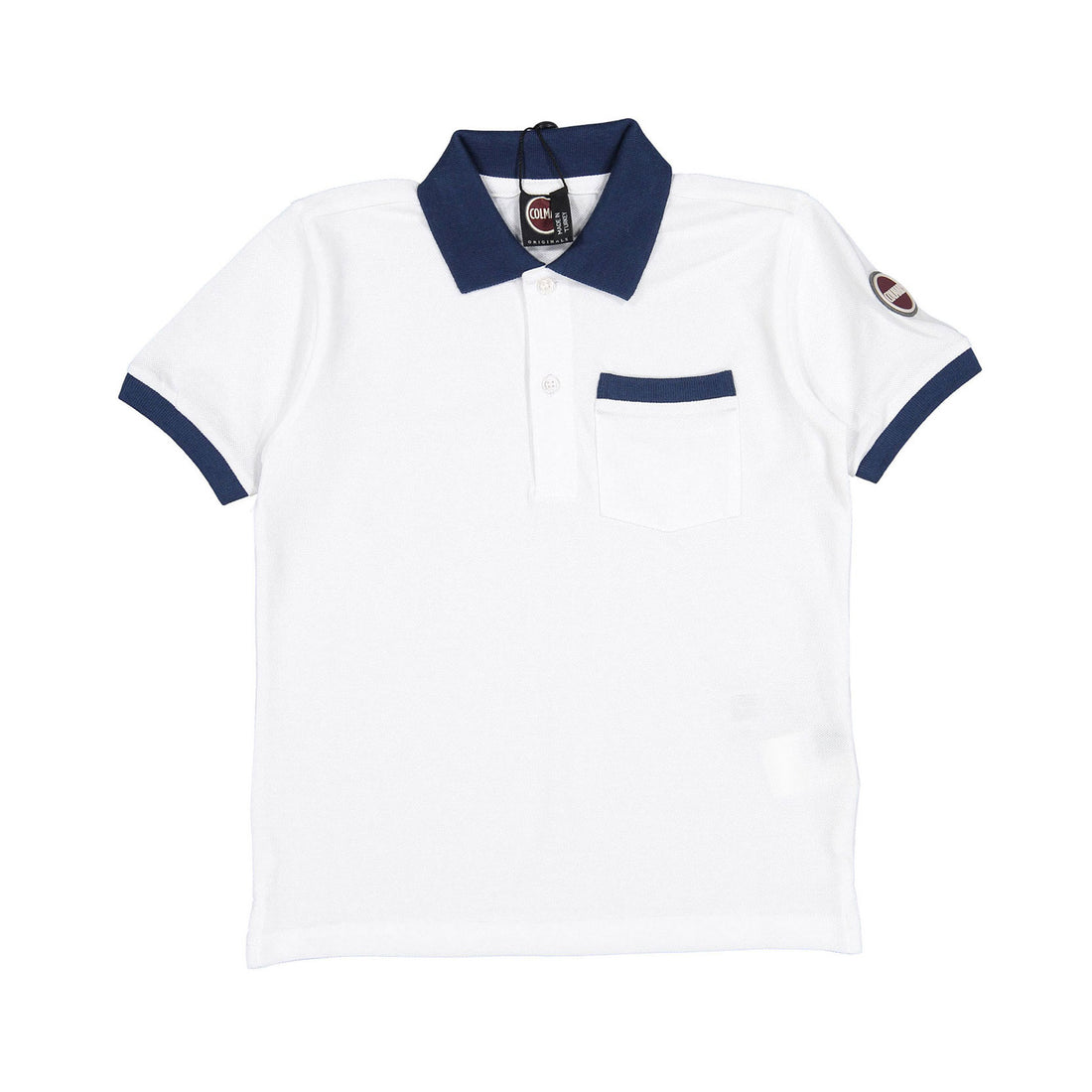 Colmar White/Blue Trim Pocket Polo