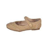 Papanatas Beige Linen Wingtip Mary Janes