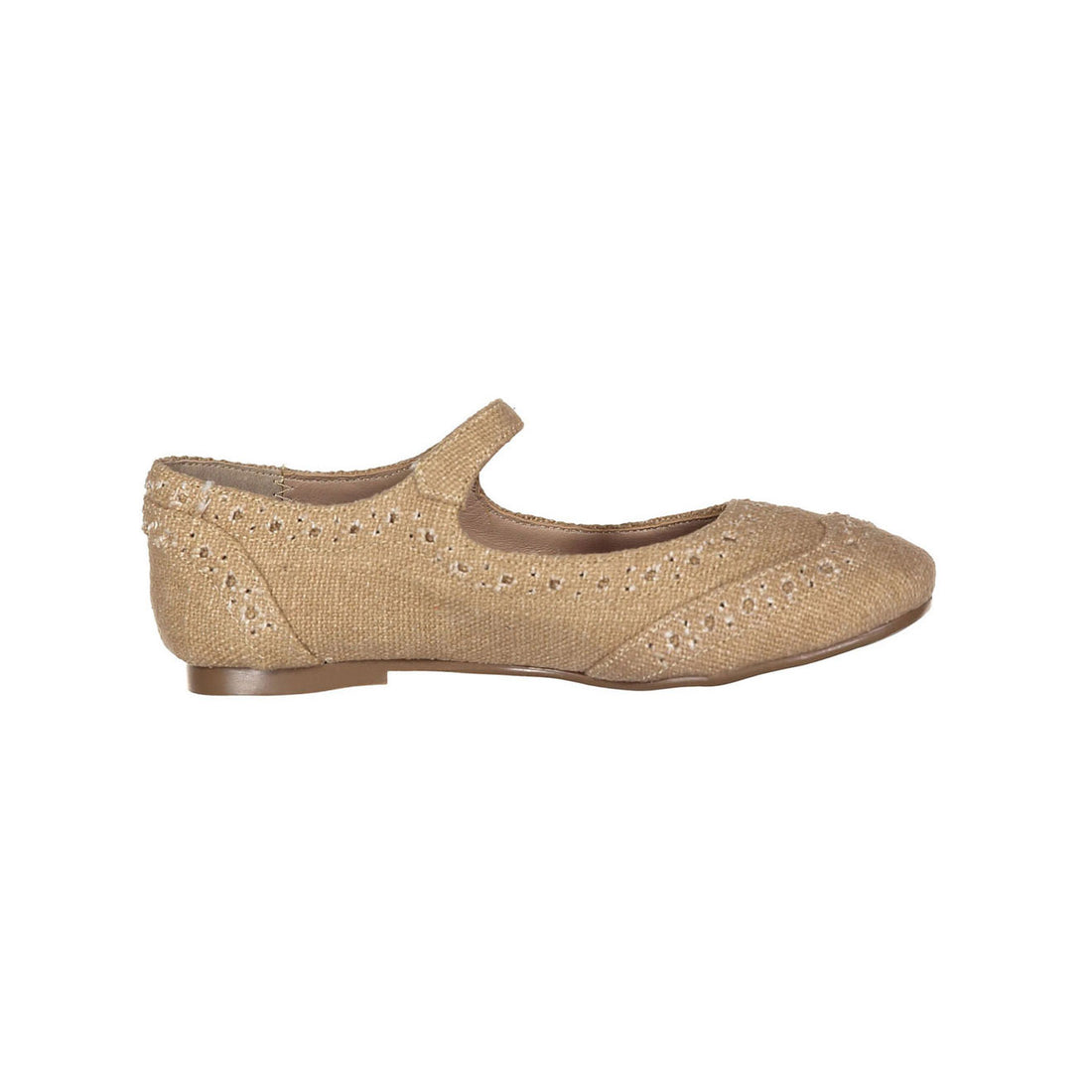 Papanatas Beige Linen Wingtip Mary Janes