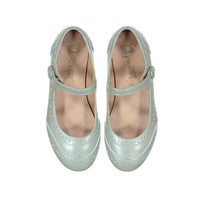 Papanatas Mint Metalic Wingtip Mary Janes