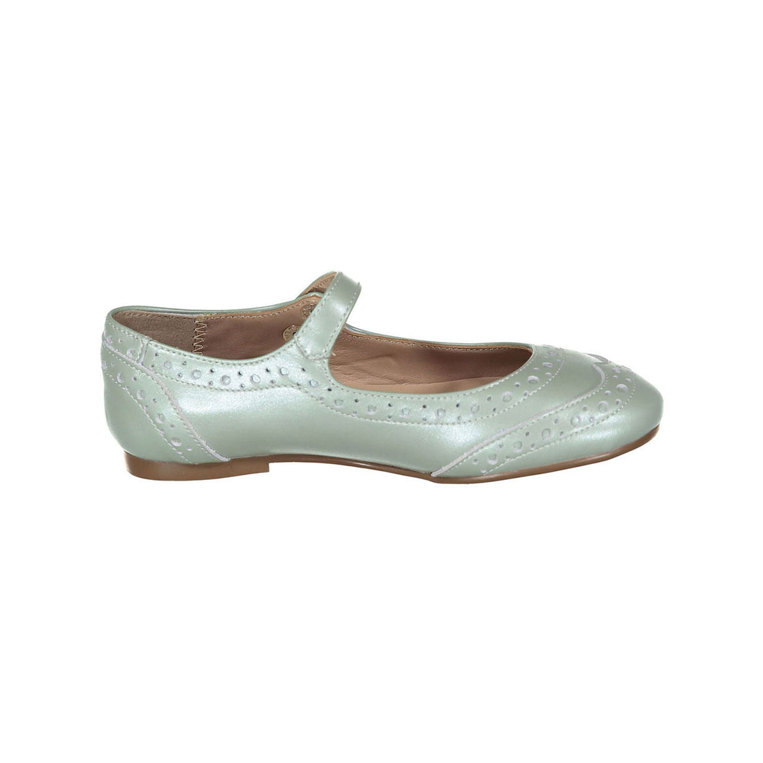 Papanatas Mint Metalic Wingtip Mary Janes
