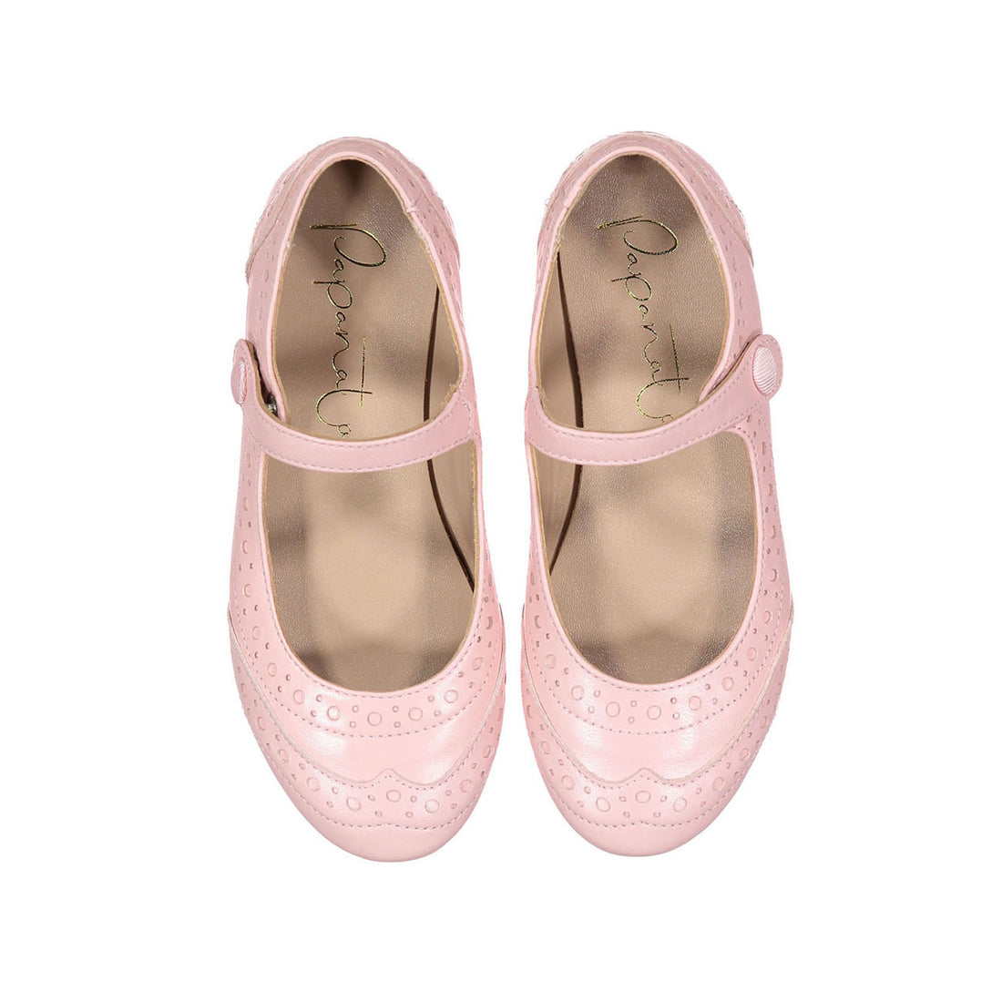 Papanatas Pale Pink Wingtip Mary Janes