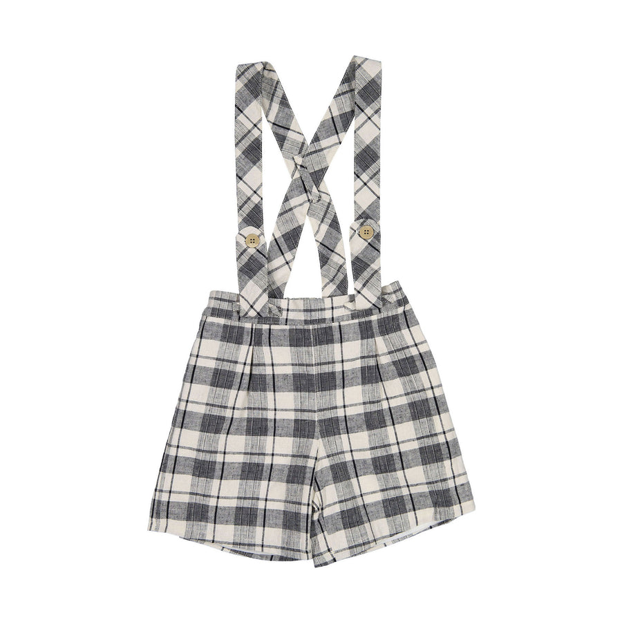 Nueces Black Plaid Suspender Shorts