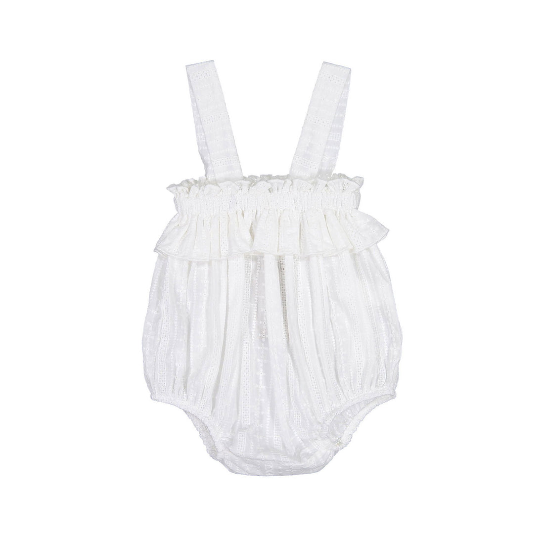Nueces White Embroidered Voile Joy Romper