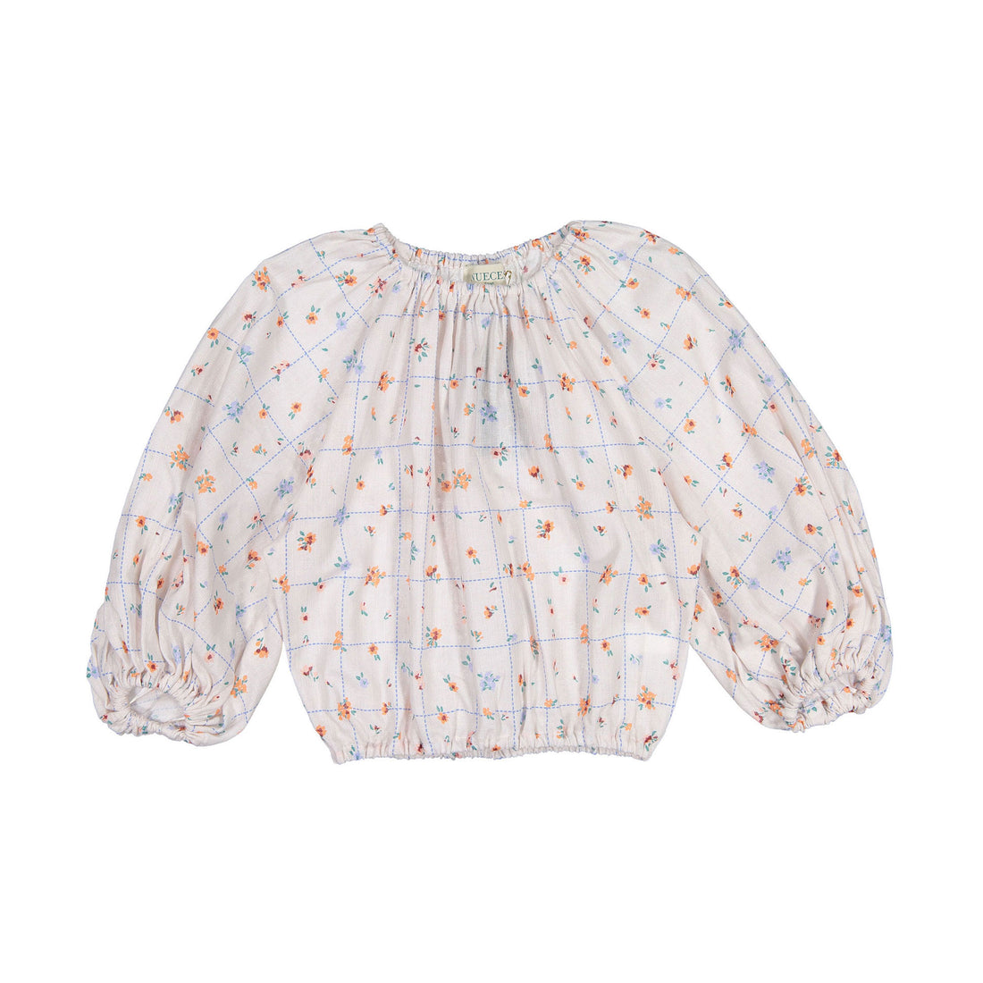 Nueces Coral Flower Plaid Tropical Puffed Top