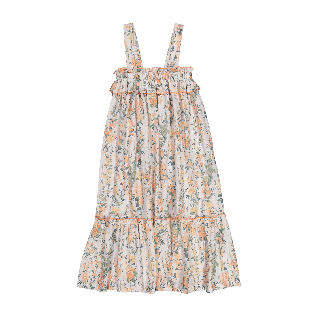 Nueces Coral Flower  Joy Midi Dress