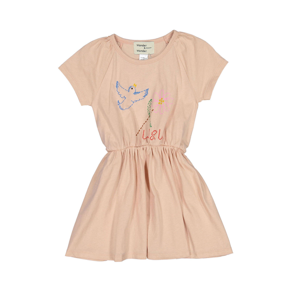 Wander and Wonder  Peach Embroidered Avery Dress
