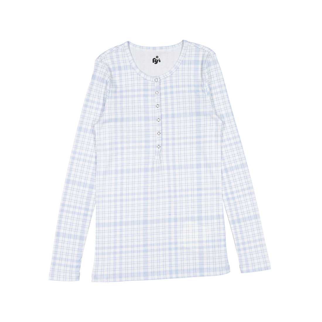 FYI White/Blue Plaid Henley T-Shirt