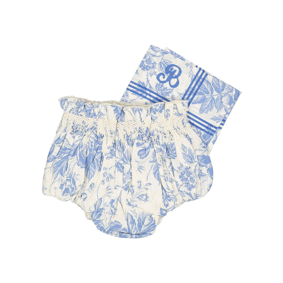 Bonjour Blue Tapestry Print Baby Bloomer + Scarf