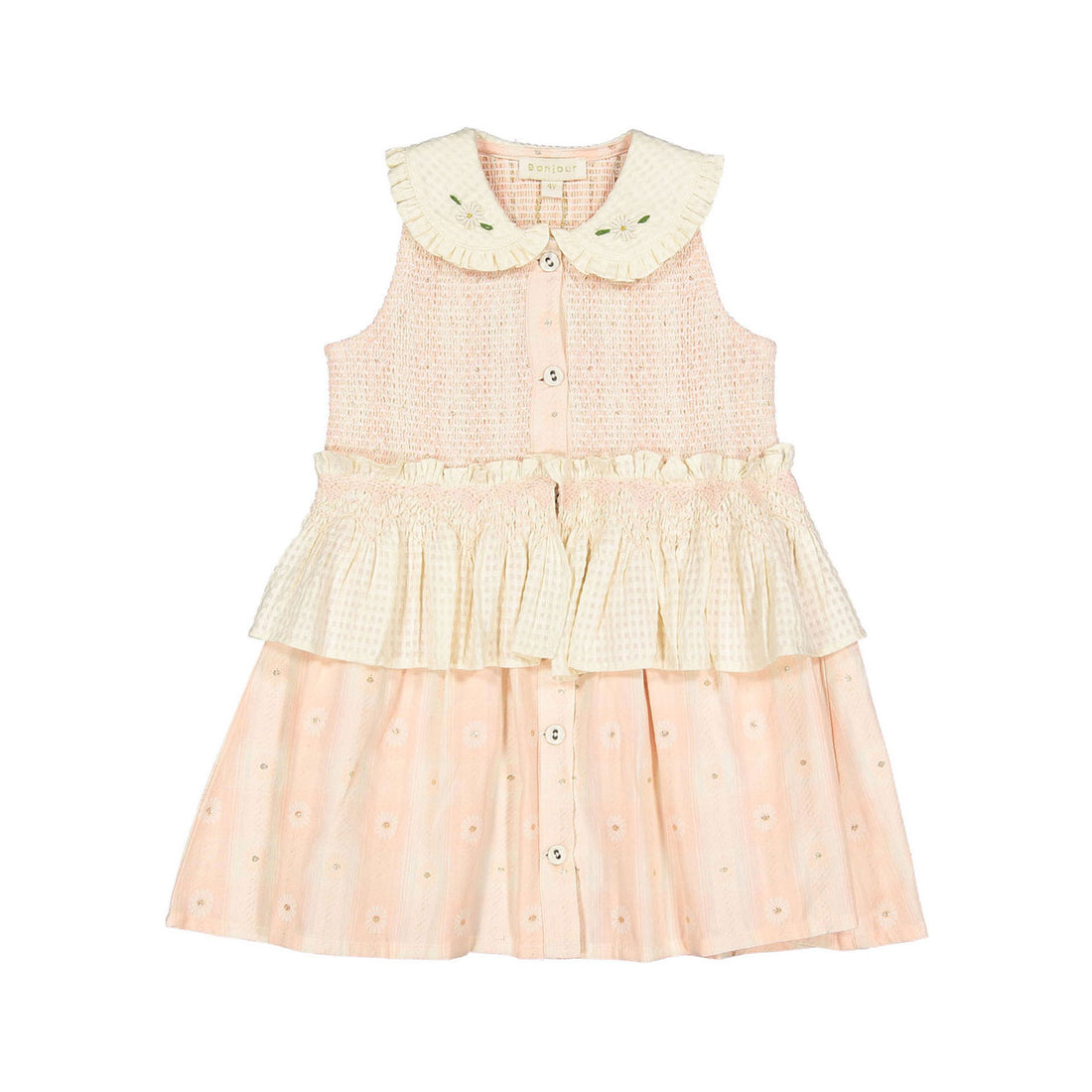 Bonjour Pink Jacquard Flower Check  Mademoiselle Tunique
