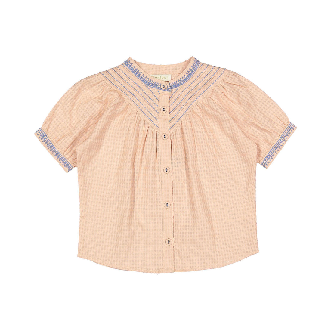 Bonjour Light Pink Organic Seersucker Voile Essential Blouse