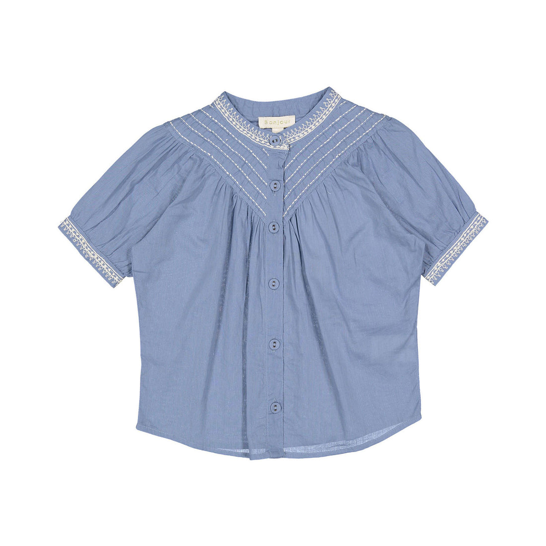 Bonjour Light Blue Organic Solid Voile Essential Blouse