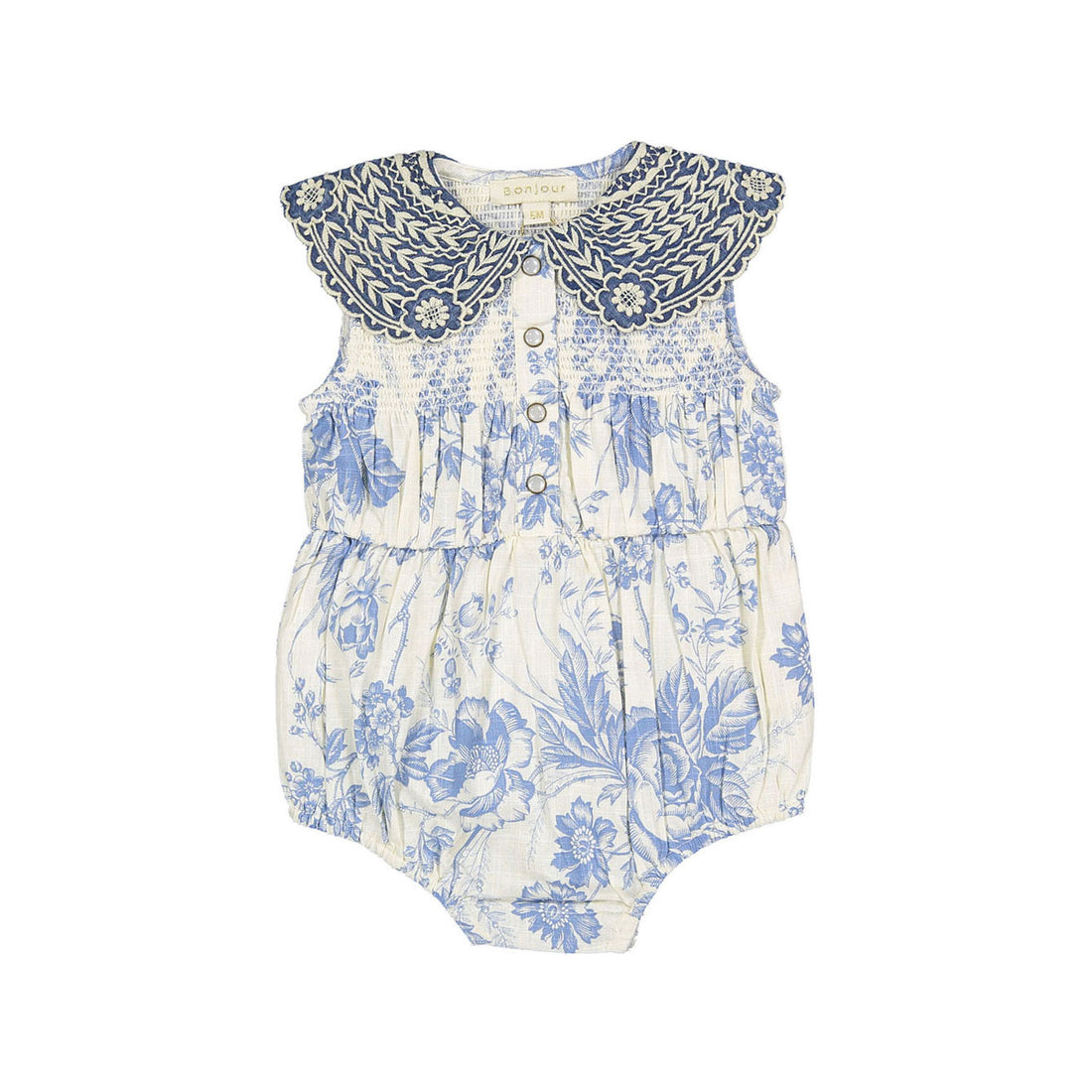 Bonjour Blue Tapestry Print Baby Romper