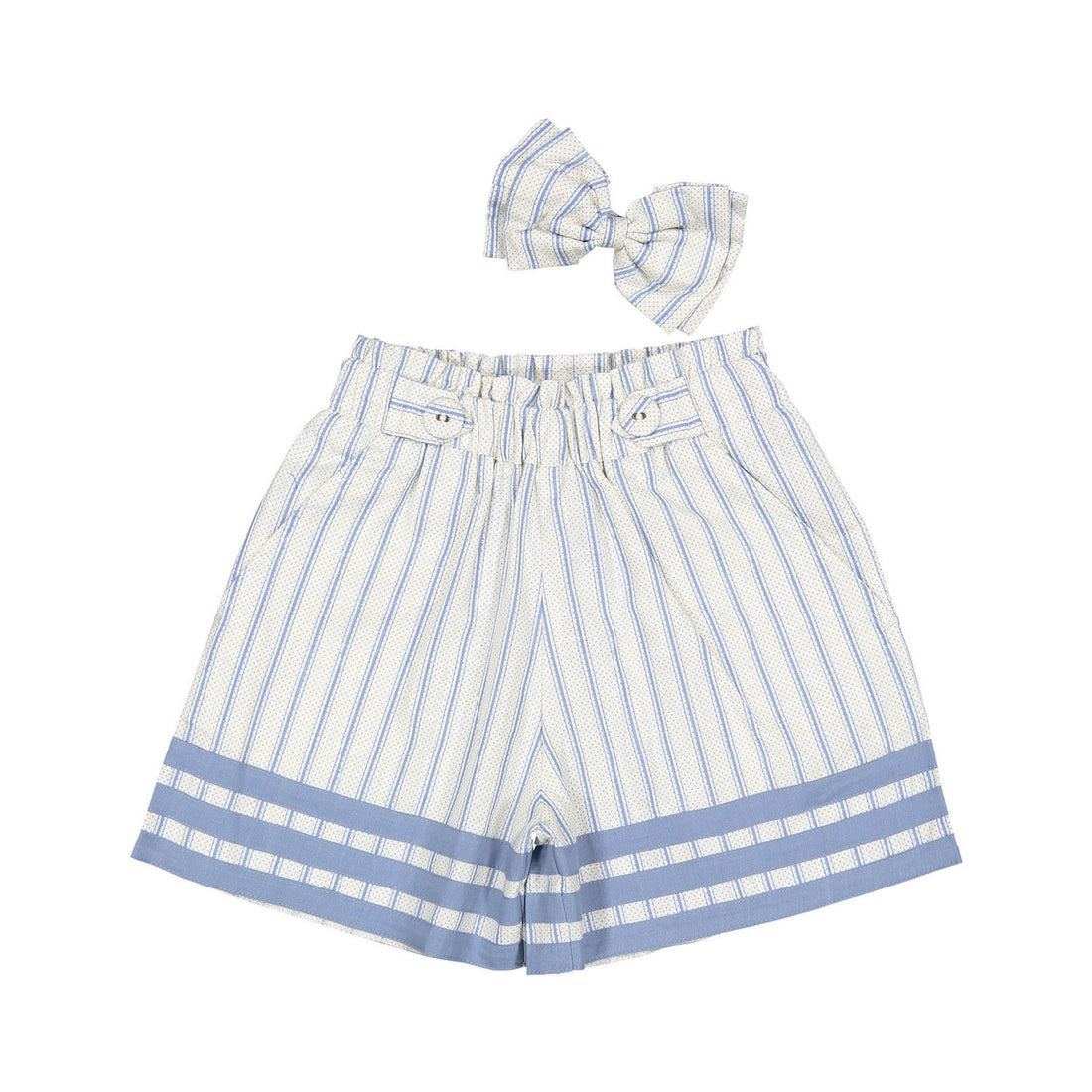Bonjour Blue Mattress Stripes And Dots Skirt Short + Hair Clip Set