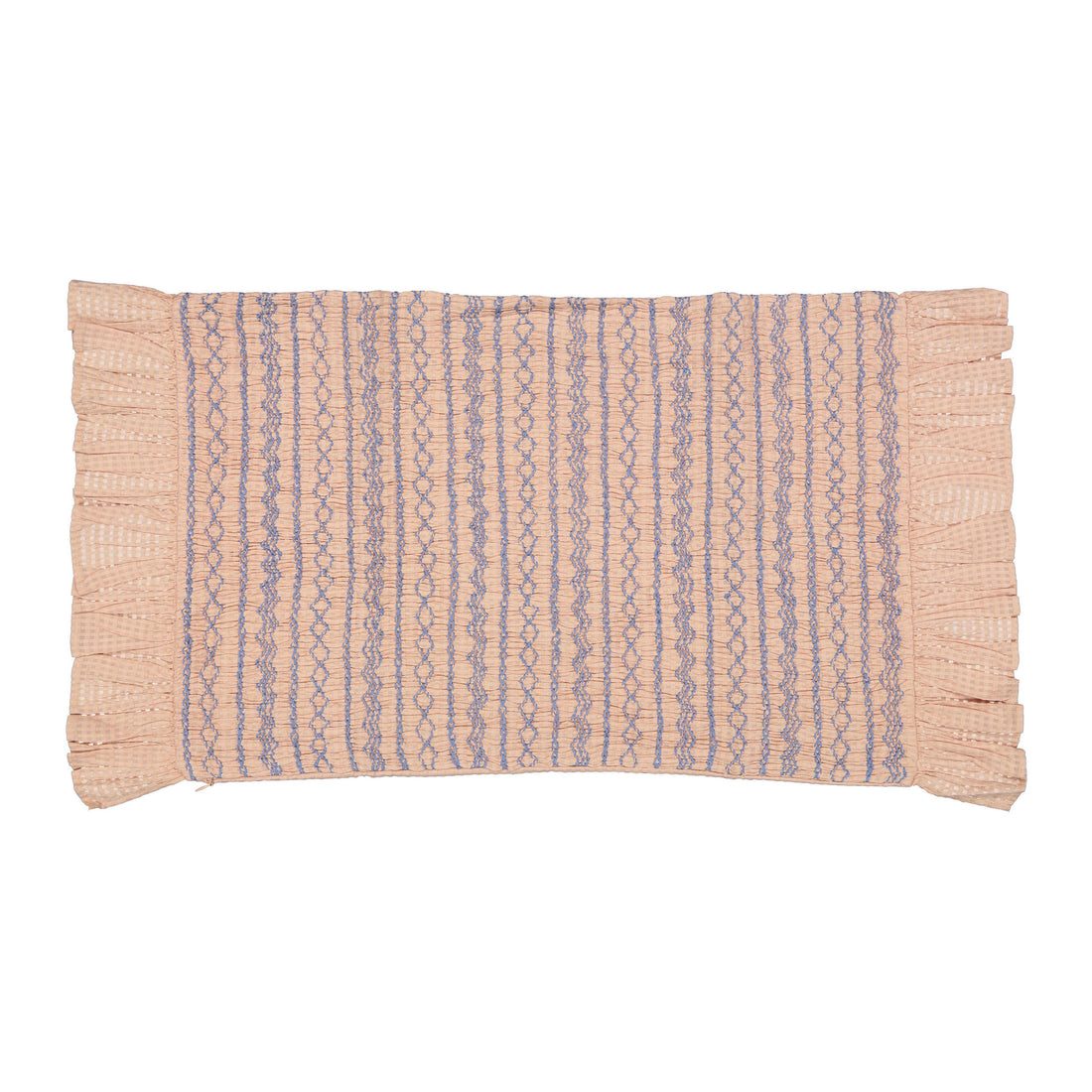 Bonjour Light Pink Organic Seersucker Voile Handsmocks Cushion Cover