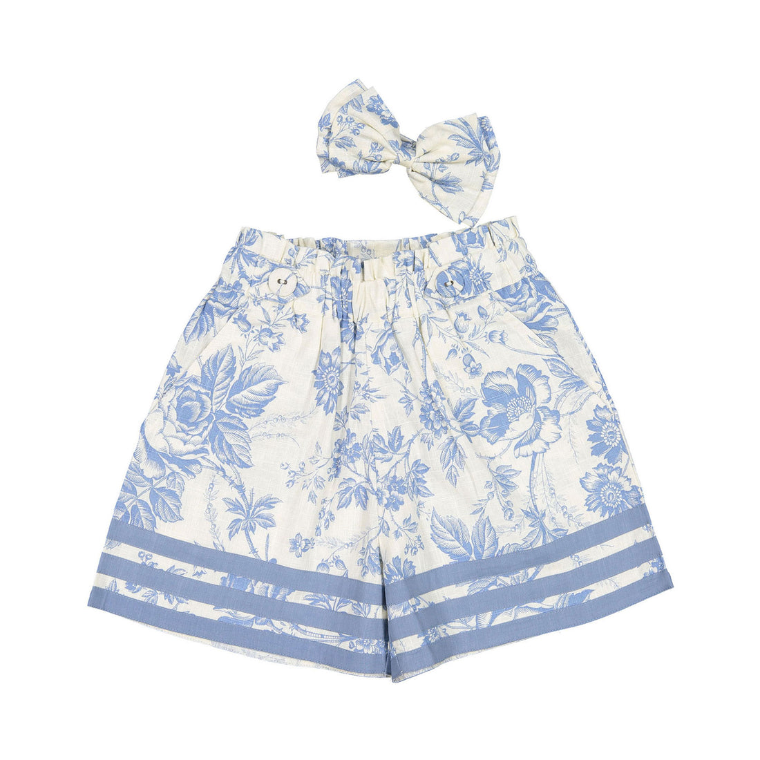 Bonjour Blue Tapestry Print Skirt Short + Hair Clip Set
