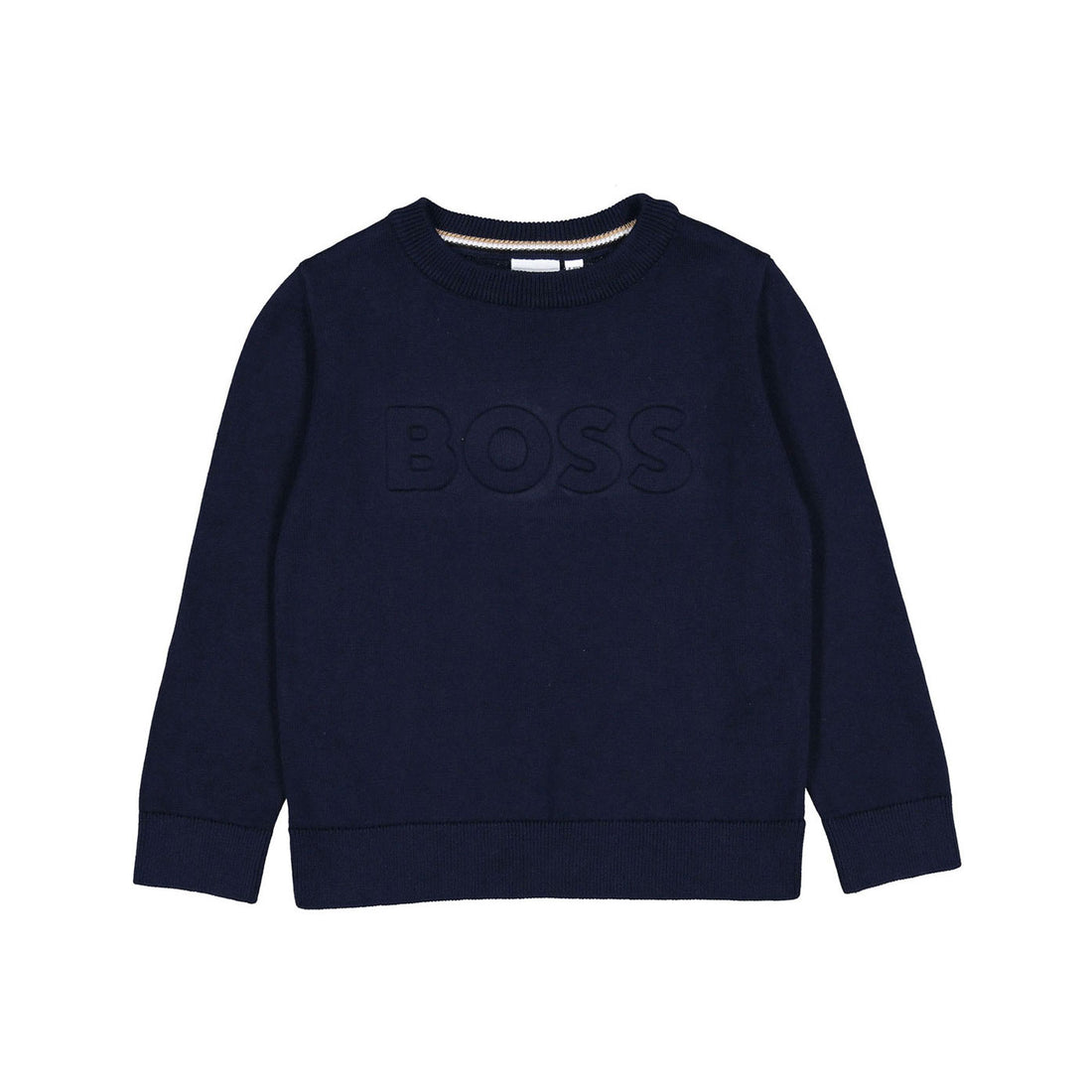 Hugo Boss Navy Mini Me Knit Embossed Logo Sweatshirt