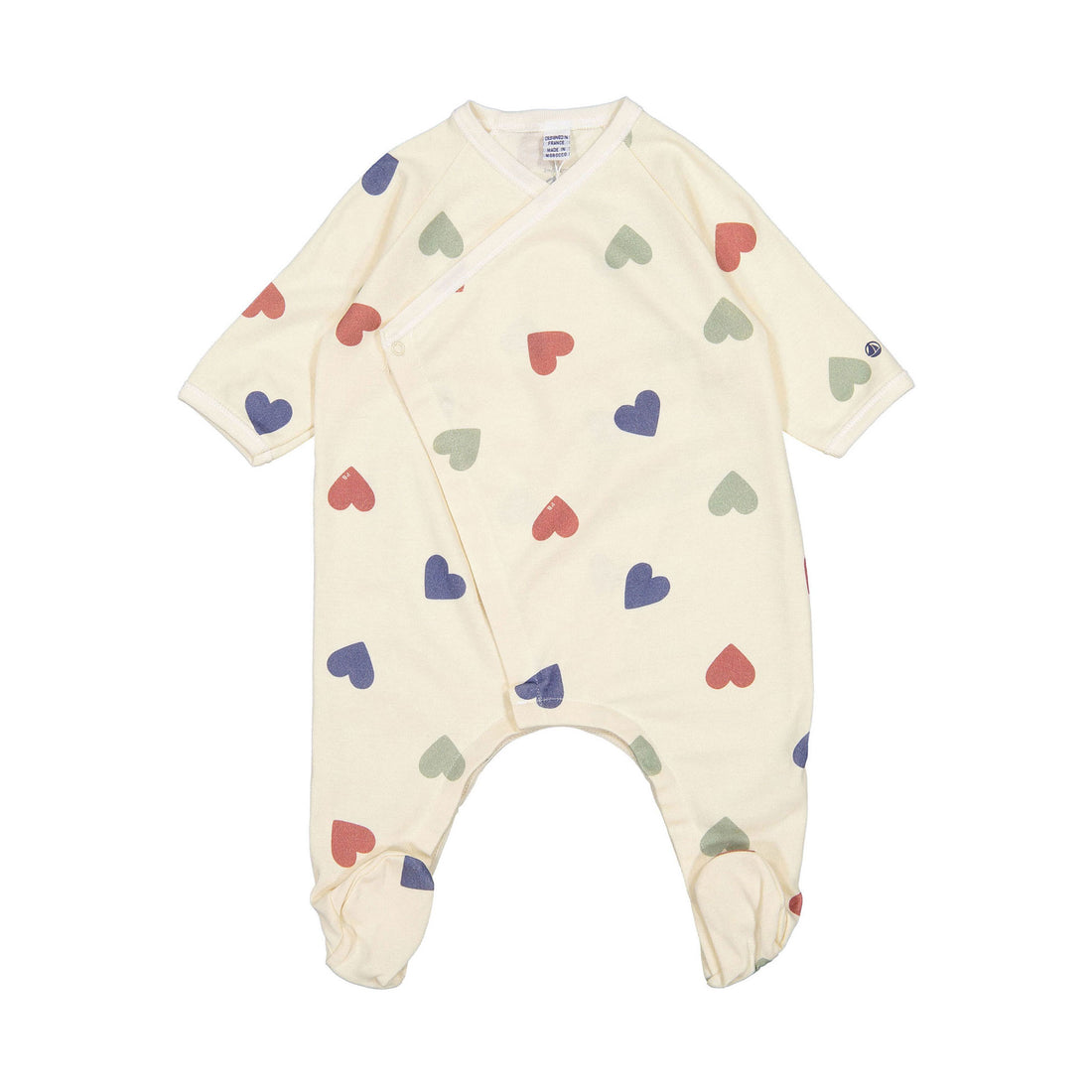 Petit Bateau Multi Color Heart Print Footie