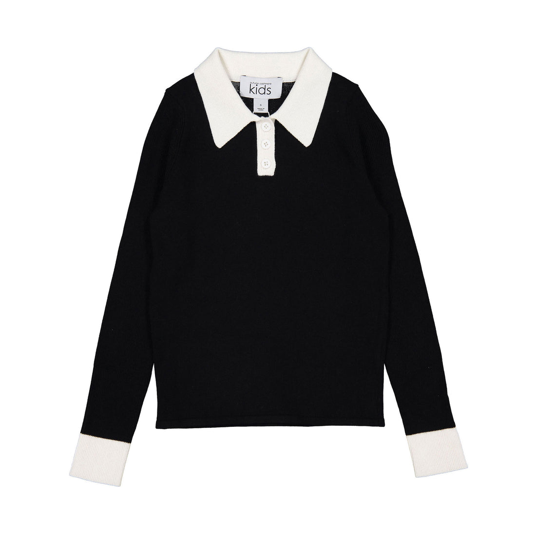 Autumn Cashmere Black Long Sleeve White Collar Sweater